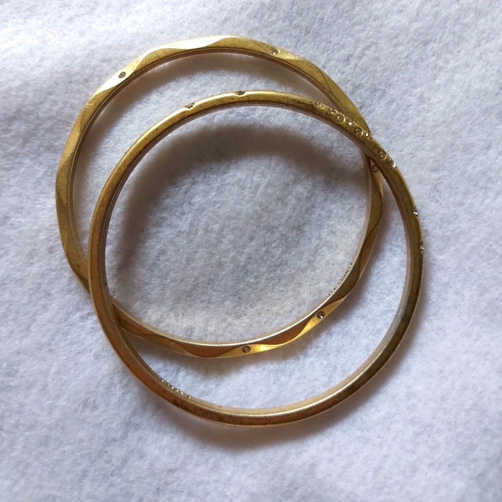 2 Lia sophia gold bangle bracelets with studded details